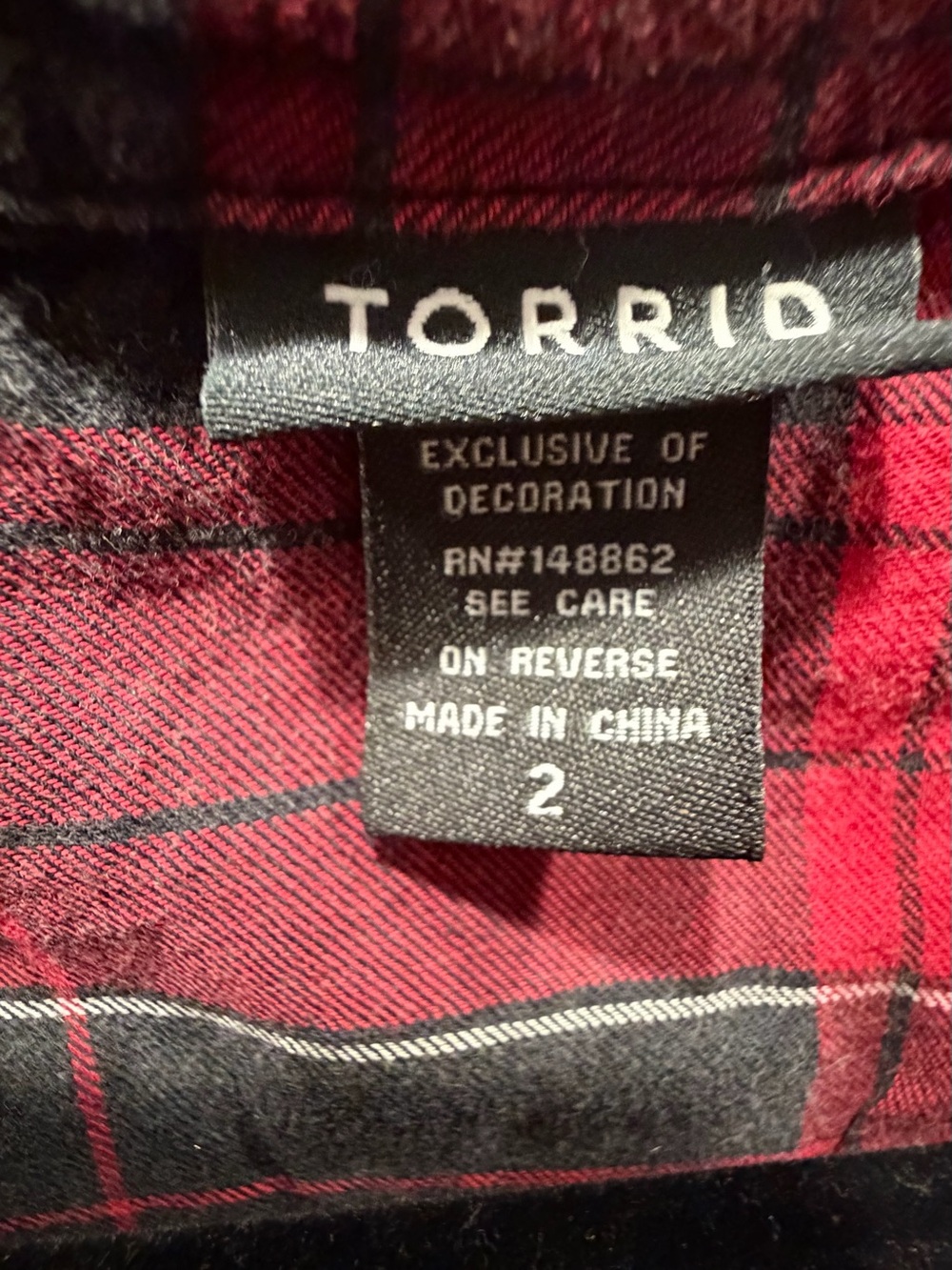 Torrid Red and Black Plaid Cotton Camp Shirt - Picture 6 of 9